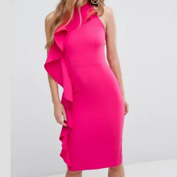 River Island | Dresses | Pink River Island Side Ruffle Dress | Poshmark